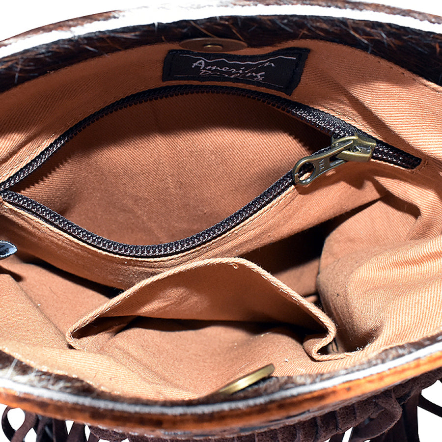 Ameran Darling Women's Crossbody Bag Western Hand Tooled Hair on Leather Handbag and Ladies Purse