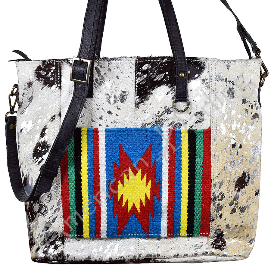 American Darling Hair-on Cowhide Tote Bag – Genuine Leather Western Handbag Adjustable Strap