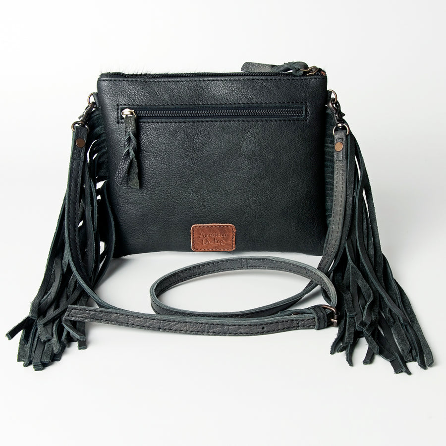 American Darling Western Small Crossbody Bag – Genuine Hair-On Cowhide Leather with Fringes, Adjustable Strap, Handcrafted in Texas