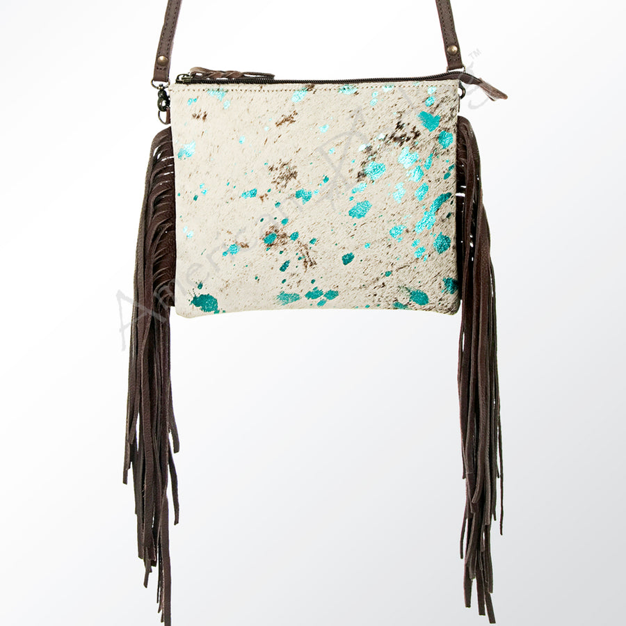 American Darling Western Small Crossbody Bag – Genuine Hair-On Cowhide Leather with Fringes, Adjustable Strap, Handcrafted in Texas