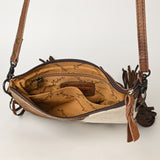 American Darling Western Small Crossbody Bag – Genuine Hair-On Cowhide Leather with Fringes, Adjustable Strap, Handcrafted in Texas