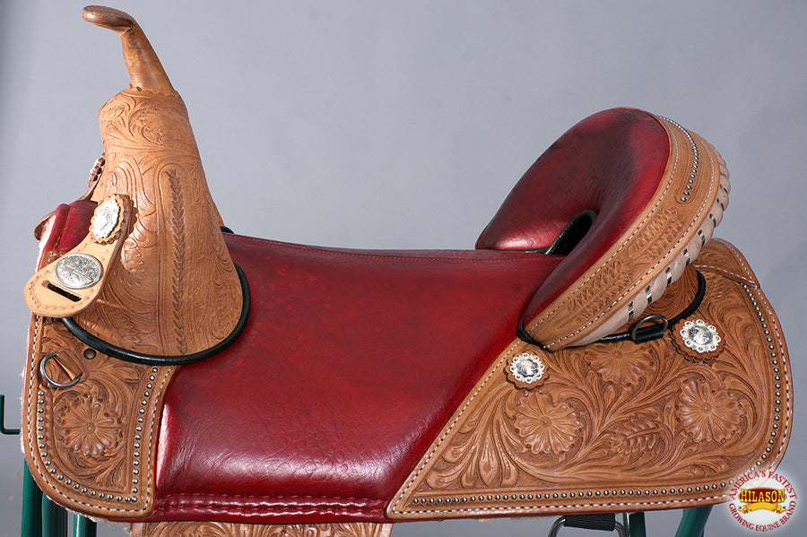HILASON Western Horse Treeless Trail Barrel American Leather Saddle| Saddle | for Horses