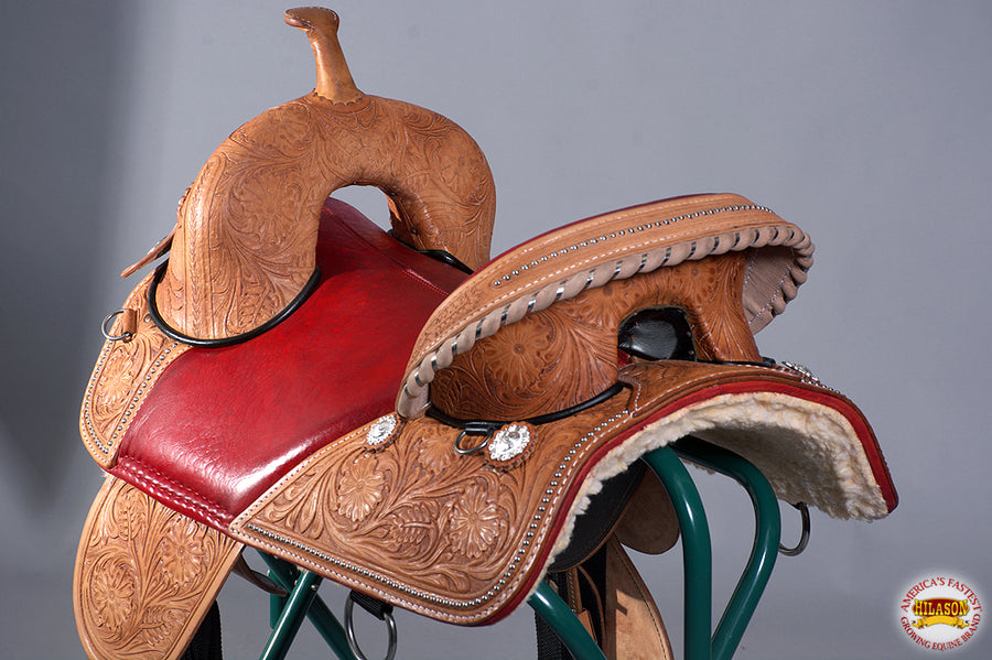 HILASON Western Horse Treeless Trail Barrel American Leather Saddle| Saddle | for Horses