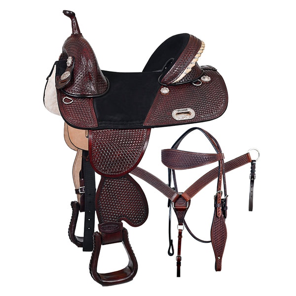 Western Horse Saddle Hilason Treeless Genuine American Leather Trail Tack - Uhorse