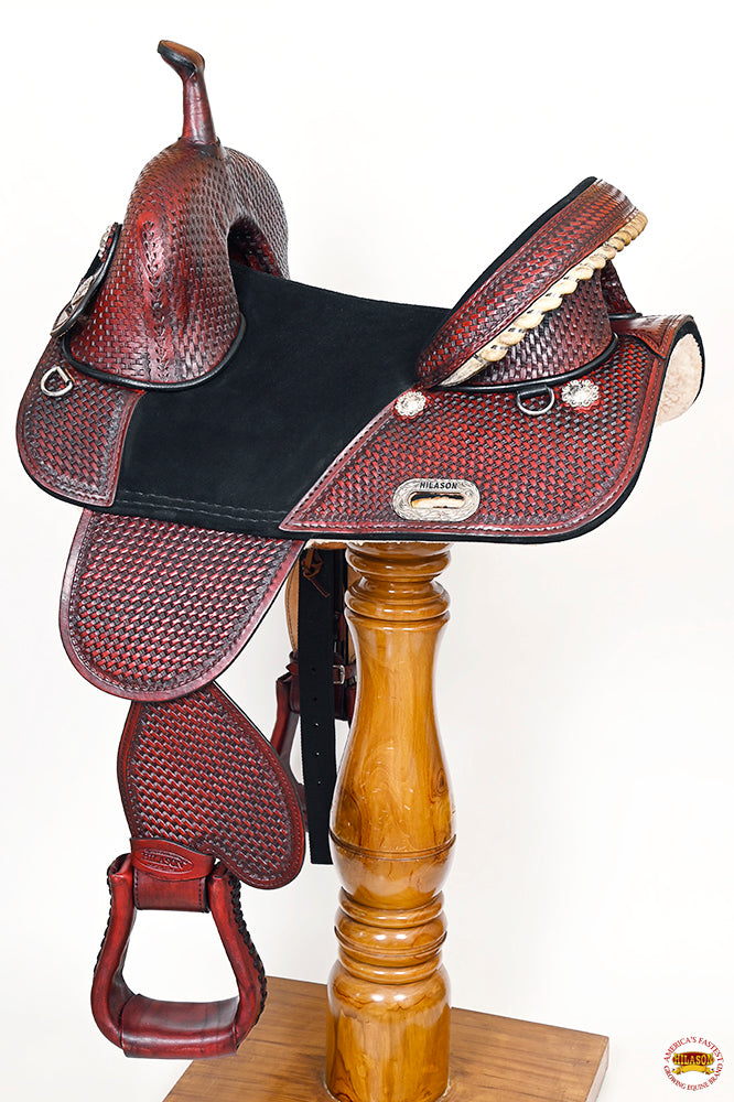 HILASON Treeless Trail Barrel American Leather Saddle Tack Set | Horse Western for Horses
