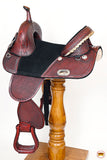 HILASON Treeless Trail Barrel American Leather Saddle Tack Set | Horse Saddle | Western Saddle | Treeless Saddle | Saddle for Horses | Horse Leather Saddle