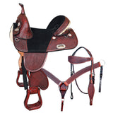 Hilason Treeless Trail Barrel American Leather Saddle Tack Set - Uhorse