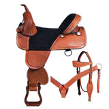 HILASON Western Horse Treeless Trail Barrel American Leather Saddle Tack | for Horses - Uhorse