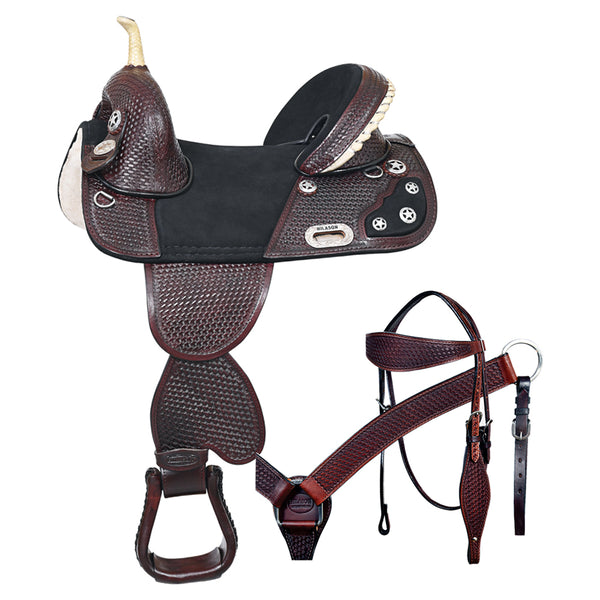 Hilason Western Horse Saddle Treeless American Leather Trail Barrel Tack - Uhorse