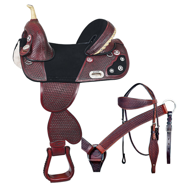 Hilason Western Horse Saddle Treeless American Leather Trail Barrel Tack - Uhorse