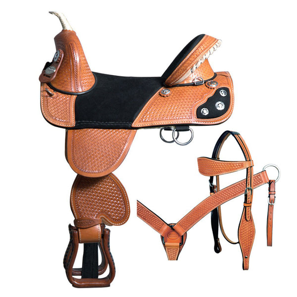 Hilason Western Horse Saddle Treeless American Leather Trail Barrel Tack - Uhorse