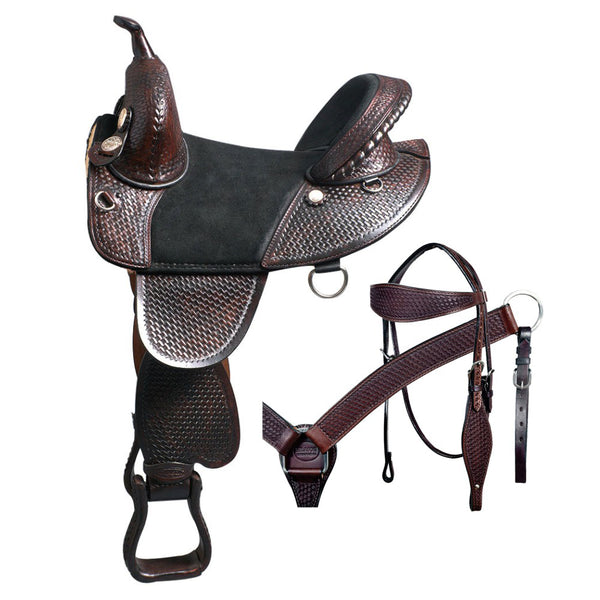 Hilason Western Horse Saddle Treeless American Leather Trail Barrel Tack - Uhorse