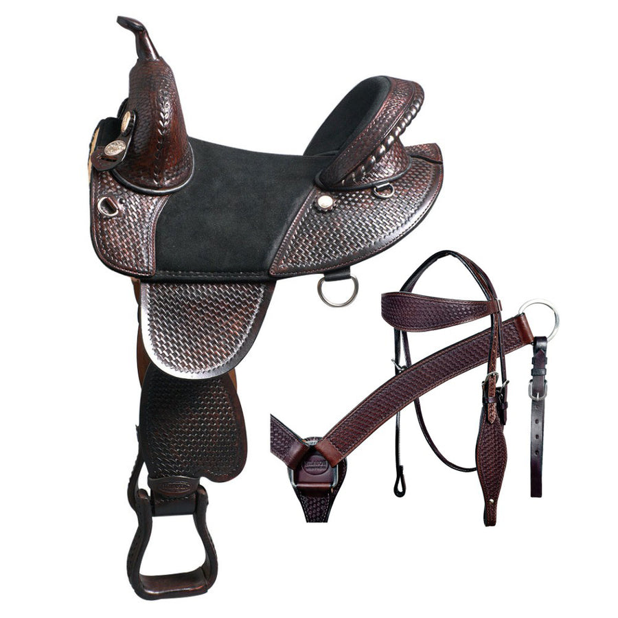 Hilason Western Horse Saddle Treeless American Leather Trail Barrel Tack - Uhorse