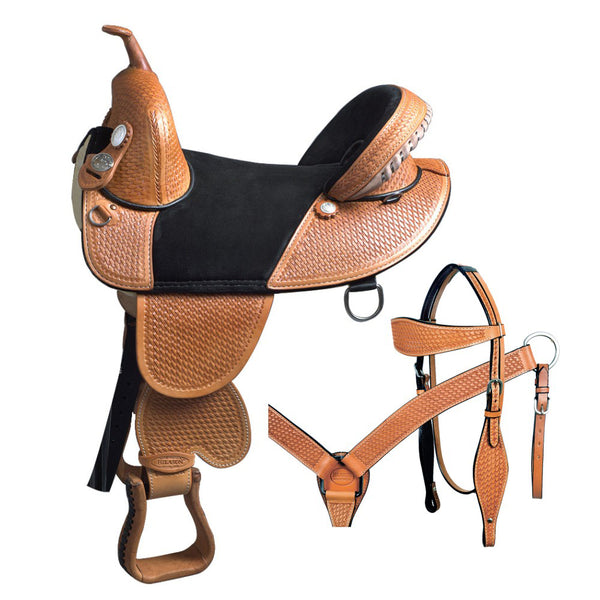 Hilason Western Horse Saddle Treeless American Leather Trail Barrel Tack - Uhorse