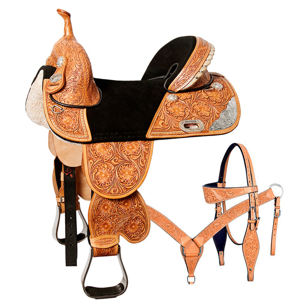 Hilason Western Horse Saddle Treeless American Leather Trail Barrel Tack - Uhorse