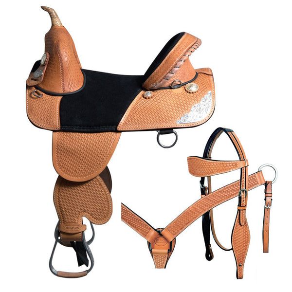 Hilason Western Horse Saddle Treeless American Leather Trail Barrel Tack - Uhorse