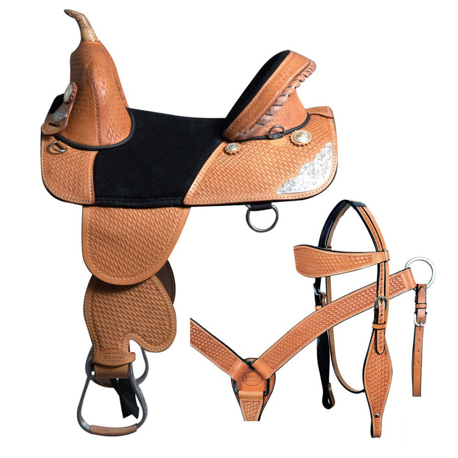 Hilason Western Horse Saddle Treeless American Leather Trail Barrel Tack - Uhorse