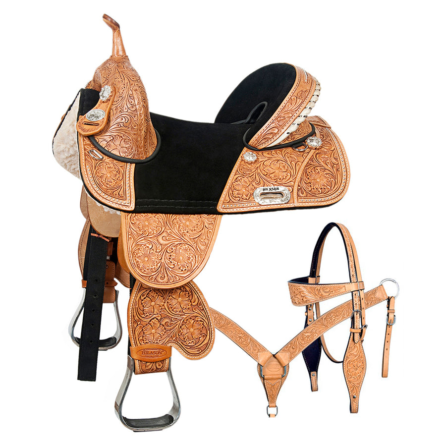 Hilason Western Horse Saddle Treeless American Leather Trail Barrel Tack - Uhorse