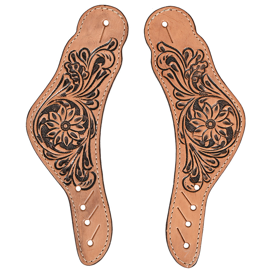 Hilason Western Women Spur Straps American Genuine Leather Antique Brown - Uhorse