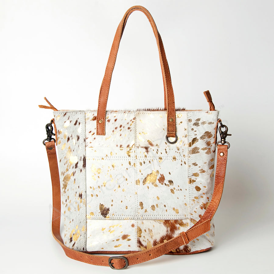 American Darling Hair-on Cowhide Tote Bag – Genuine Leather Western Handbag Adjustable Strap