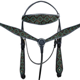 W. H. Headstall Breast Collar Set Tk. American Leather Hilason – by Hilason – Cowboy and equestrian accessories