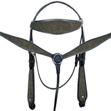 W. H. Headstall Breast Collar Set Tk. American Leather Hilason – by Hilason – Cowboy and equestrian accessories