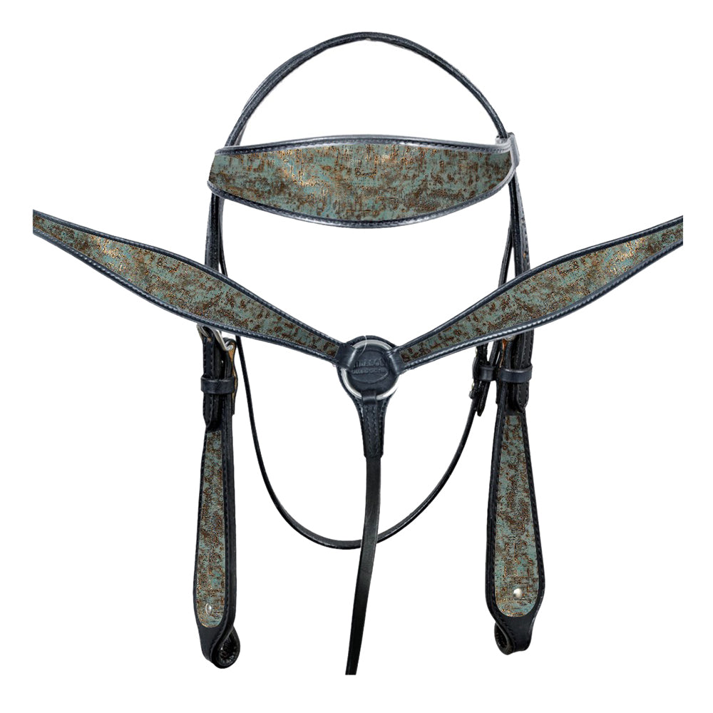 HILASON Western Horse Leather Headstall & Breast Collar Tack Set