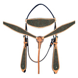 HILASON Western Horse Headstall Breast Collar Set American Leather Cowboy | Leather Headstall | Leather Breast Collar | Tack Set for Horses | Horse Tack Set