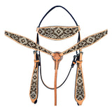 HILASON Western Horse Leather Headstall & Breast Collar Tack Set