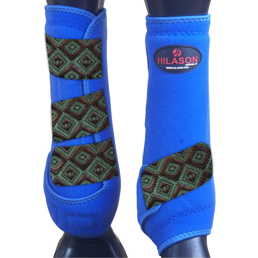 Royal Aztec Turquoise & Copper Large HILASON Horse Medicine Sports Boots Rear Hind Leg Large| Boots
