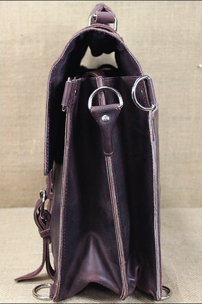 Briefcase Backpack Laptop Bag Glanor Buffalo Leather Hand
