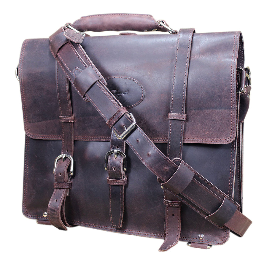 Large Briefcase Backpack Laptop Bag Glanor Buffalo Leather Hand - Uhorse