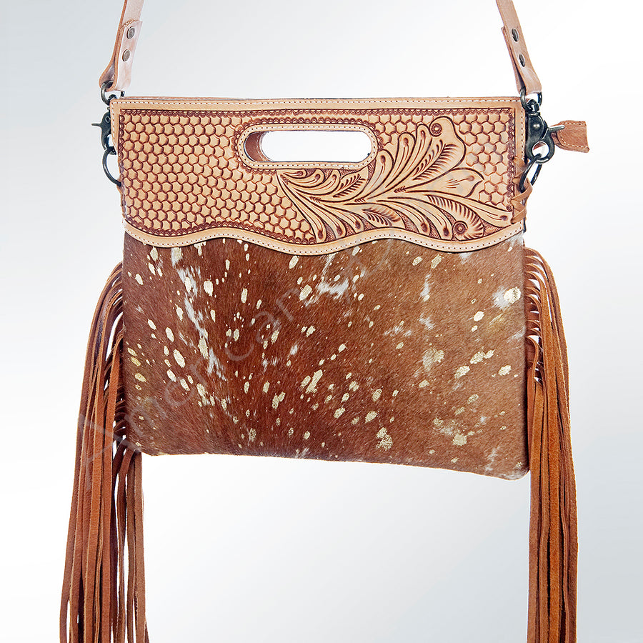 American Darling Clutch Hand Tooled Hair On Genuine Leather Women Bag Western Handbag Purse - Uhorse