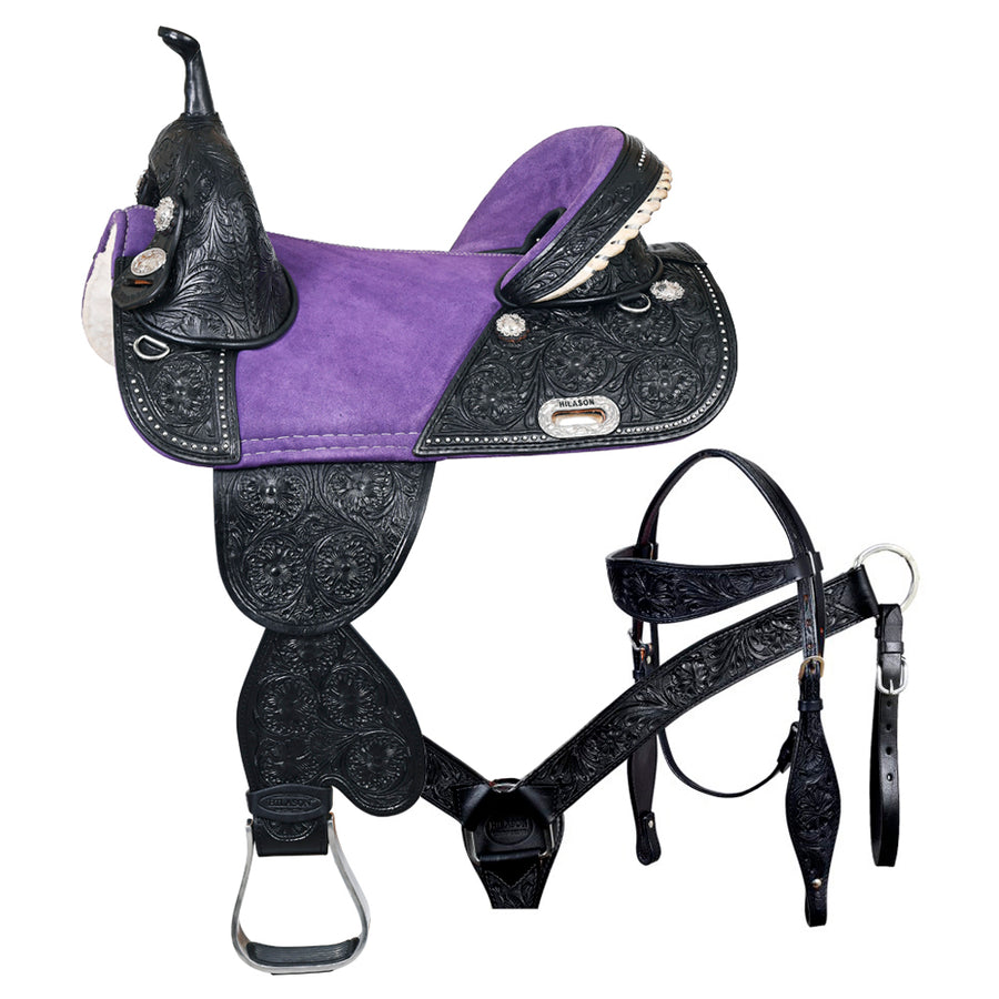 15 In Hilason Western Horse Saddle American Leather Trail Barrel Racing - Uhorse