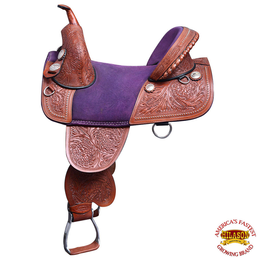 HILASON Horse Saddle American Leather Trail Barrel Racing | Western Treeless for Horses