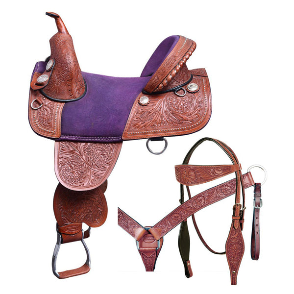 Western Horse Saddle Hilason American Leather Trail Barrel Racing - Uhorse
