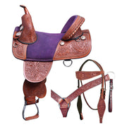 HILASON Horse Saddle American Leather Trail Barrel Racing | Western Treeless for Horses