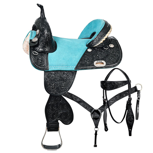 Hilason Western Horse Saddle Treeless American Lather Trail Barrel Tack - Uhorse