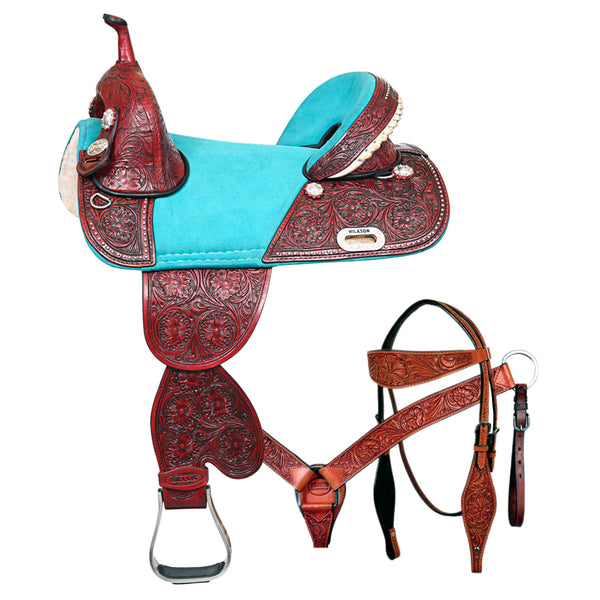 Hilason Western Horse Treeless American Lather Trail Barrel Saddle - Uhorse