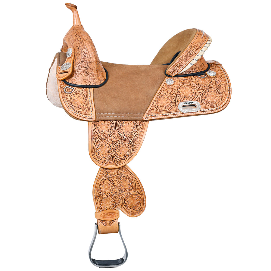 HILASON Western Horse Saddle Treeless American Leather Trail Barrel | for Horses