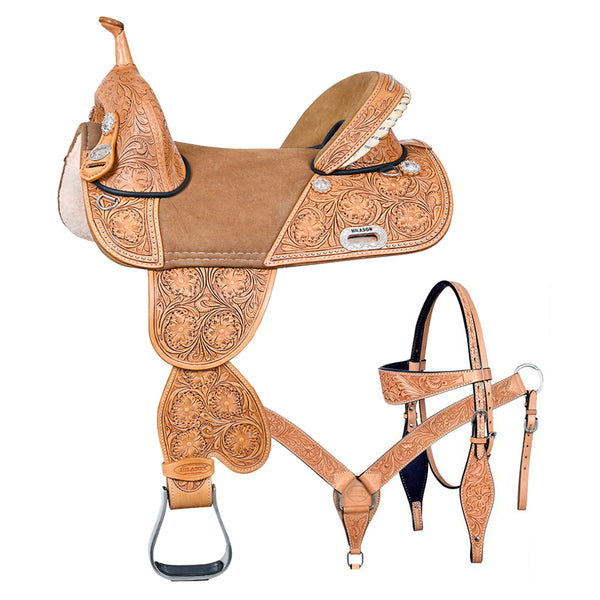 Hilason Western Horse Saddle Treeless American Leather Trail Barrel - Uhorse