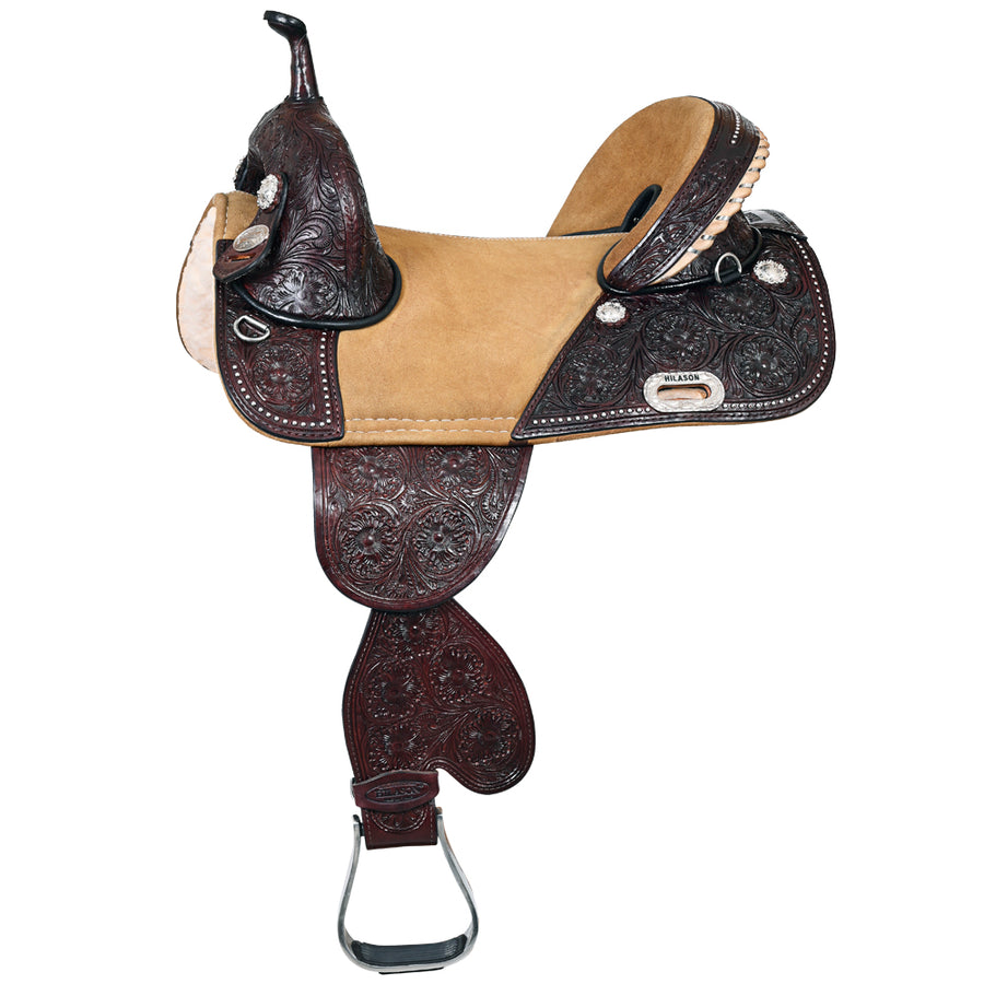 HILASON Western Horse Saddle Treeless American Leather Trail Barrel | for Horses