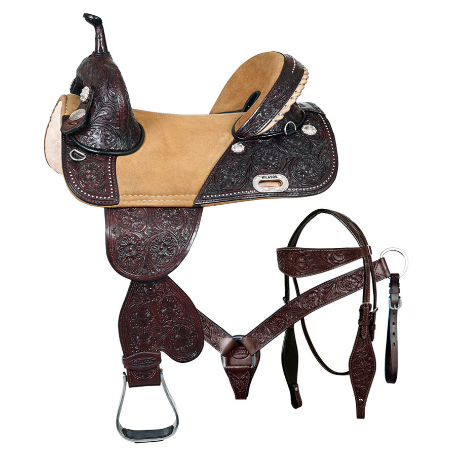 HILASON Western Horse Saddle Treeless American Leather Trail Barrel | for Horses - Uhorse