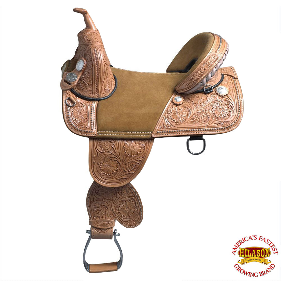 HILASON Western Horse Saddle Treeless American Leather Trail Barrel | for Horses