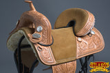 HILASON Treeless Western Trail Barrel Racing American Leather Saddle With Tack Set