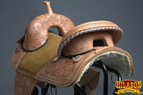 HILASON Treeless Western Trail Barrel Racing American Leather Saddle With Tack Set