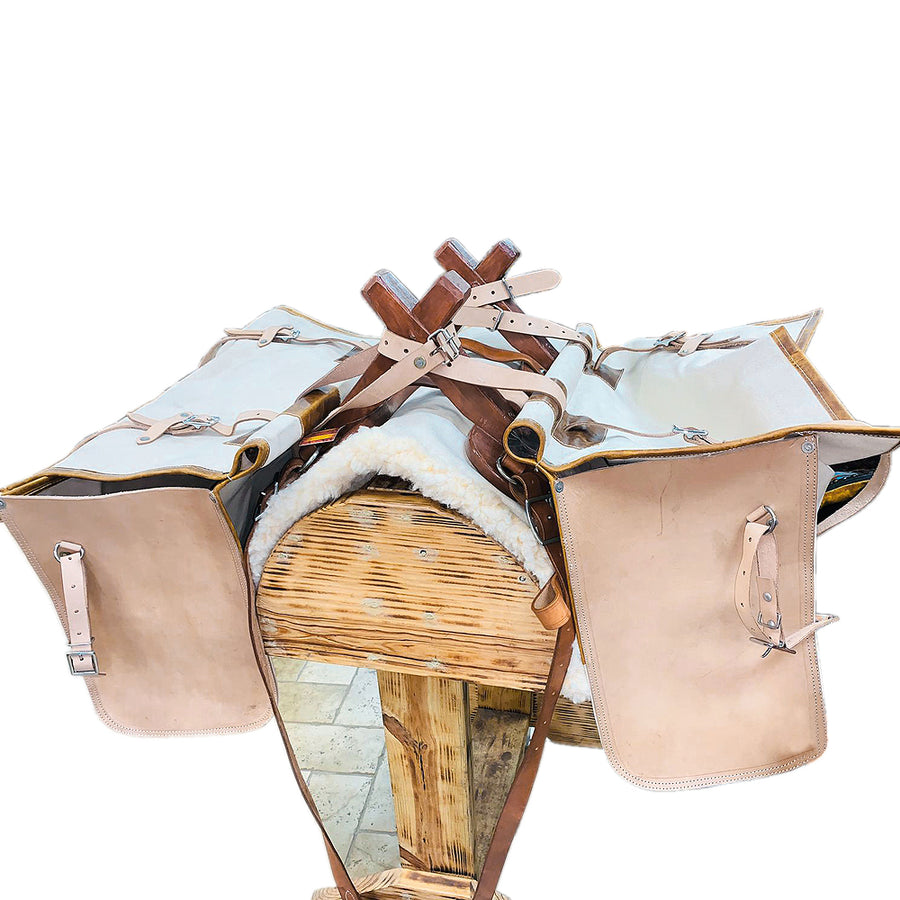 Sawbuck Pack Saddle With White Heavy Duty Bags Panniers And Pad - Uhorse