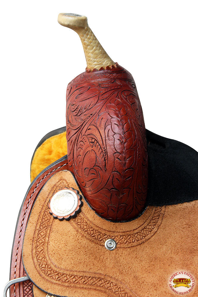 HILASON Western Leather Horse Saddle Barrel Racing Trail Pleasure | Treeless for Horses