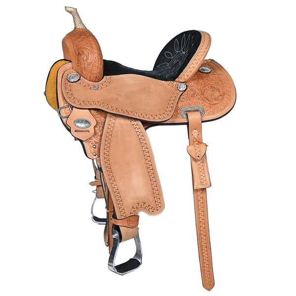 Hilason Western Horse Barrel Racing Trail Pleasure Tan American Leather Saddle - Uhorse