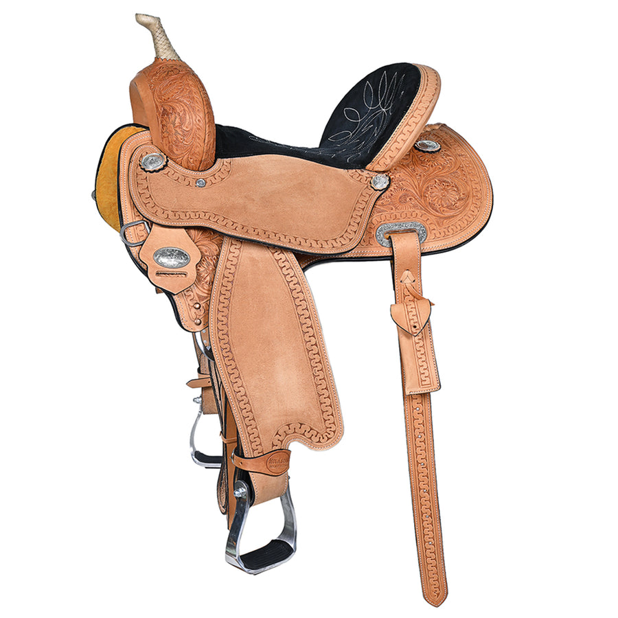 Hilason Western Horse Barrel Racing Trail Pleasure Tan American Leather Saddle - Uhorse